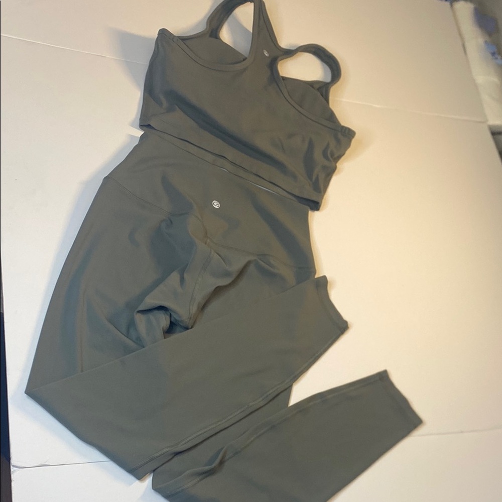 CRZ YOGA Olive Green Sports Bra and Leggings set